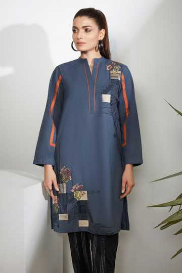 AlKaram Dyed Embroidered Dobby Kurti C1B-21 Pret 2021
